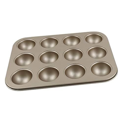 Kuchenform mit 12 Mulden, Halbkugeln, Karbonstahl, für Muffins, Kuchen, Schokolade, Cupcake oder Seife