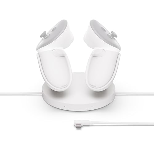 Kompakte Ladestation für Meta Quest – mit Meta Quest 3/3S kompatibel – verlängertes Headset-Ladekabel – kabelloses Aufladen von Touch Plus-Controllern