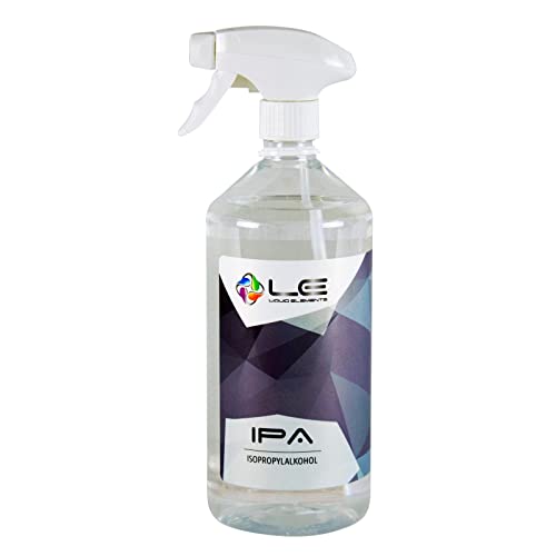 Liquid Elements – IPA Isopropanol Alkohol 99,9% Reinheit – 1 Liter Isopropylalkohol reinigt & entfettet rückstandslos – Reinigungsalkohol für Auto, Lack & Co