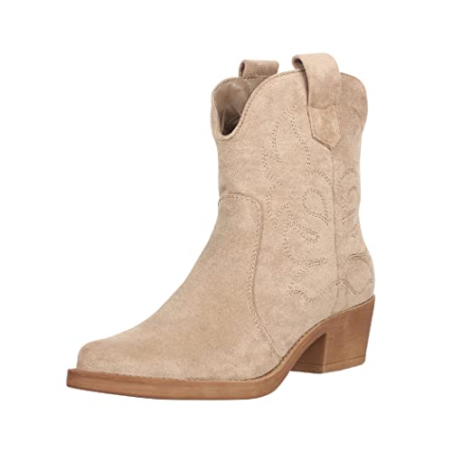 Elara Damen Stiefeletten Cowboy Boots Chunkyrayan 301-A31S Khaki Suede-39