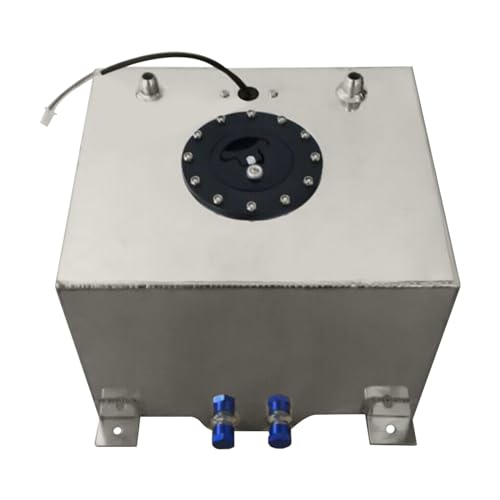 MINRS 20L Universal Aluminum Treibstofftank Kraftstofftank mit Ölstandsensor Ausgestattet, 0-90 Ohm Alu Renntank Motorsport Tank Motorsport Benzintank für Meisten Fahrzeuge Silber
