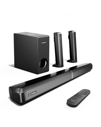 ULTIMEA 4.1-Kanal Soundbar für TV Geräte, mit Subwoofer, teilbare 2-in-1 Soundbar für Fernseher, Bluetooth 5.3, TV Lautsprecher mit 3 EQ-Modi, Bass einstellbar, ARC/Optisch/Aux, Apollo S50 Serie