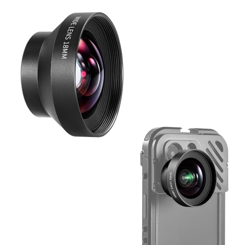 NEEWER 18mm HD 100° Weitwinkelobjektiv für 17mm Objektiv hintere Platine, 0,5X Vergrößerung, kompatibel mit SmallRig NEEWER iPhone Samsung Handykäfig mit 17mm Objektivadapter, Sandmarc, LS-42