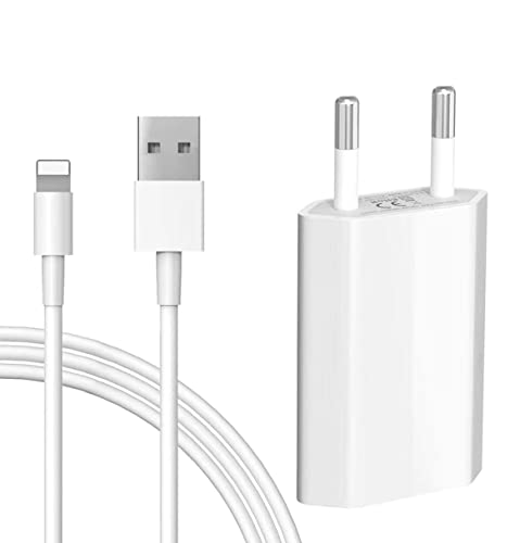 iPhone Ladekabel mit Netzteil, 5W USB Ladegerät für iPhone XS/XS Max/XR/X 11 8 7 6 6S Plus SE 5S/5/SE/5C, IPad Mini/Air/Pro, IPod, 5V 1A Stecker Ladeset, 2M Datenkabel