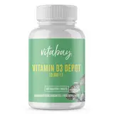 Vitabay Vitamin D3 Hochdosiert 50.000 I.E. - 60 Vegane Vitamin D Tabletten als Depot - Vit D Hochdosiert mit 50000 IE - Hochwertiges Vit D3 für lange Versorgung - Laborgeprüft