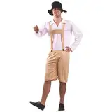 Vintage Herren Oktoberfest Outfit Kurze Trachtenhose Herren Jeans, Jeans - Stoff Trachtenhose Herren - Kurze Trachtenhose Herren Stoff - Männer Lederhose Oktoberfest (A4-Beige, M)