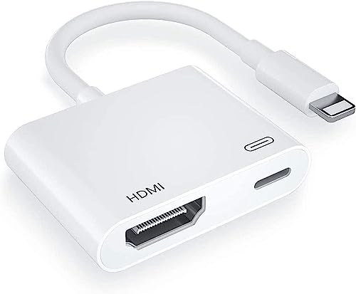 Joywind Lightning auf HDMI Adapter, Kein Strombedarf 1080P Bildschirmkonverter mit Lightning Ladeanschluss, i-Phone auf HDMI Adapter kompatibel mit iOS Geräten für Projektor/Monitor/TV