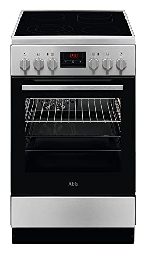 AEG CCB544COBM 50 cm Standherd mit Glaskeramik-Kochfeld / Bräterzone / Mehrkreiskochzone / Grillfunktion / Display mit Uhr / A