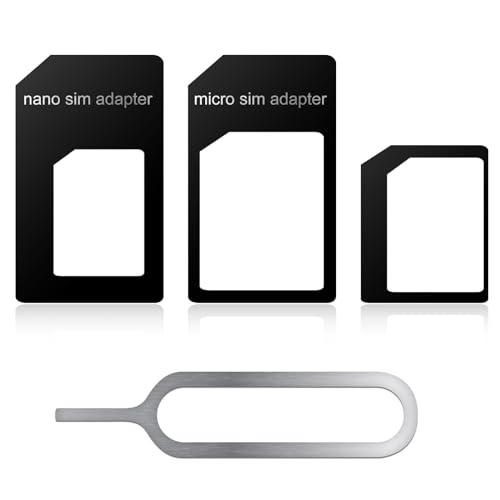 3 in 1 Karten Adapter kompatibel mit Karten Nano Karten SIM Karten Standard, Karten Adapter kompatibel mit Smartphone + Karte Nadel für SIM