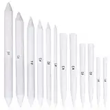 kuou 12 Stück Mischen Papierwischer, 6 Stück Blending Stumps+6 Stück Tortillions Skizzen Zeichnen Werkzeuge für Malerei Zeichnen DIY(Weiß)