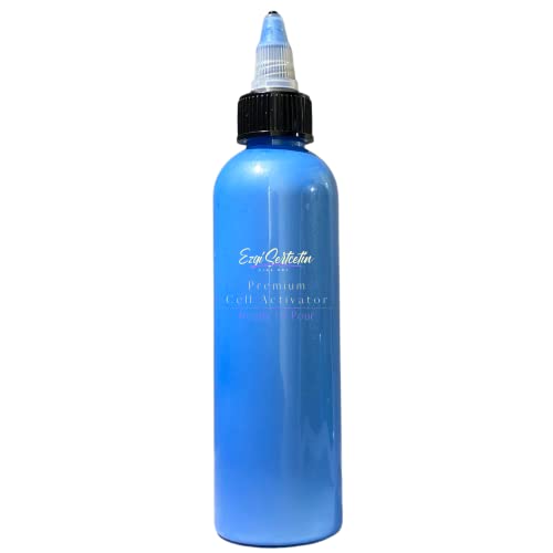 Ezgi Sertcetin Premium-Zellaktivator, fertig zum Gießen, Erstellen Sie perfekte und einzigartige Zellen in Ihren Malarbeiten, 118 ml Volumen, von Ezgi Sertcetin (Metallic-Hellblau)