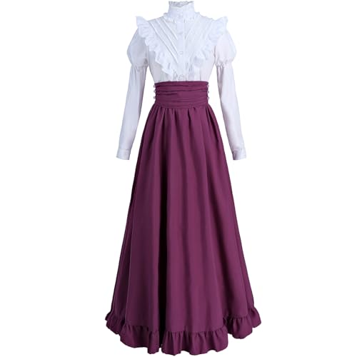 CR ROLECOS Mittelalter Kleidung Damen kostüm 1900 Jahre Damen Kleid viktorianisches Kleid XXXL Mittelalter Kleid Damen rot L