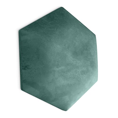 Muralo Samt Wandkissen Hexagon Stoff Polsterpaneel Schlafzimmer Wohnzimmer Bett Wandpolster Bettkopfteil Lendekissen Modern Luxus Gepolstert Polster Paneel (Meerfarbe, 30 cm x 26 cm)