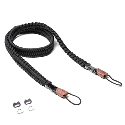 C-Rope Kameragurt THE TRAVELER handgeflochten aus Paracord, Schultergurt mit Schnellverschluss, 125cm, Schwarz