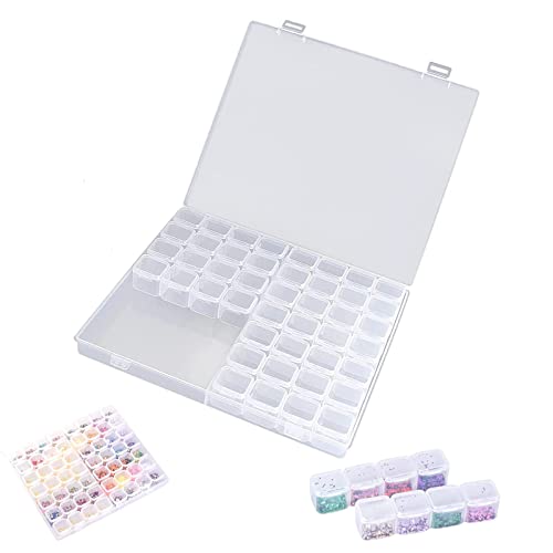Heting-YQ 56 Fächer Diamond Painting Aufbewahrungsbox Kunststoff Dosen Diamant Stickerei Box Clear Perlenbox Sortierbox für Kleinteile Nägel Perlen Strasssteine Schmuck