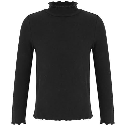 Miutii Kinder Rollkragenshirt Mädchen Langarmshirt Unterhemd Rollkragenpullover Unterziehshirt Lässige Slim Fit T-Shirt Tops Für 2-12 Jahre Schwarz 146-152