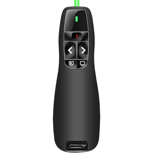 Ergonomisch Wireless Presenter Grünes für Präsentationen Fernbedienung Laptop Powerpoint, 2.4GHz USB Präsentation Fernbedienung Präsentator Pointer Präsentationspointer für Windows Mac