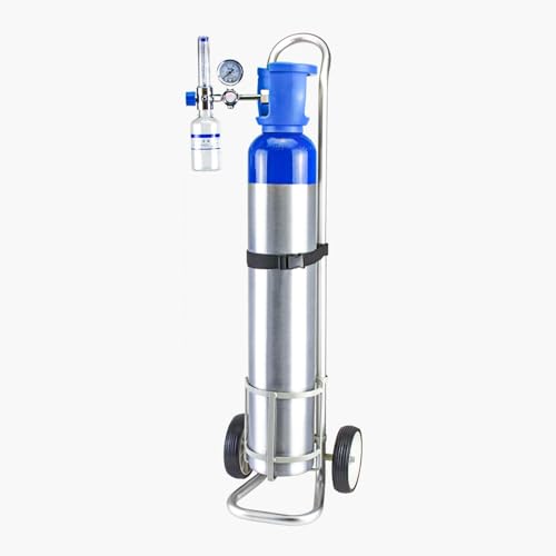 Sauerstoffflasche Gestell Tragbarer Sauerstoffflaschenwagenhalter, Leichter Gas-Sauerstoffflaschenwagen, Höhenverstellbarer Sauerstoffhalter mit Rädern, für Stationen/ Kliniken(Diameter 12cm(4 3/4"))