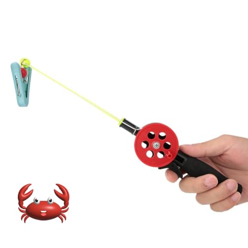 Jadeshay Angelrute, 2Pcs Fishing Kinderangel Krebsangel Mini tragbare EIS Angelrute mit Clip for Garnelen Krabben, Kind Geschenk