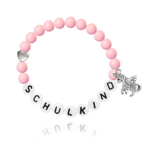 UTEFIF Schulkind Einschulung Mädchen - Schulkind Geschenk - Geschenk Einschulung Mädchen Armband Schulkind(pink)