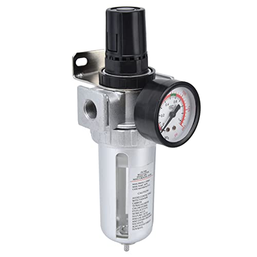 Luftfilterregler-Kombi-Manometer-Set, Wasserabscheider für Kompressor, Aluminiumlegierungsmaterial, Genaue Ablesung, Hohe Temperaturbeständigkeit (SFR400)