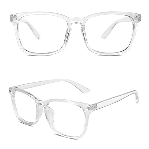 GQUEEN Fake Brille Ohne Stärke Damen Herren Klare Nerdbrille UV400 Transparent,PE2