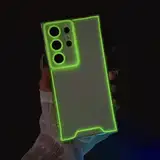 Rnrieyta Miagon Leuchtend Luminous Glitzer Hülle für Samsung Galaxy S21 Ultra,Fluoreszierend Licht im Dunkeln Bunt Bling Handytasche Durchsichtig Dünn Transparent Cover Slim Schutzhülle Backcover