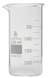 Borostar Becherglas (Boro 3.3), hohe Form mit Graduierung und Ausguss, 250 ml