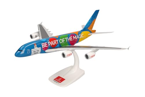 Herpa Snap-Fit Modellflugzeug Emirates Airbus A380 “Destination Dubai” – A6-EOT Miniatur im Maßstab 1:250, Sammlerstück, Modell mit Standfuß, Kunststoff