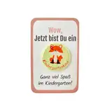 Kindergarten Geschenk Button „Fuchs“ mit Karte OHNE Nadel als Set! Kindergartengeschenk für den ersten Tag im Kindergarten, als Kita Starterset oder als Kindergartentüte Füllung - Jung und Mädchen