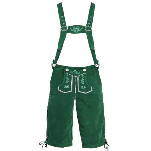 FASLOLSDP Trachtenlederhosen FüR Herren Mit HosenträGern, Lederhose Herren, Trachten Hosen Mit HosenträGern Eutscher 2-Teiliger BüHnenkostüM Anzug Hemden + Latzhose Traditionelle