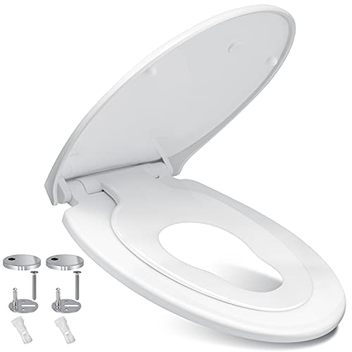 KESSER® WC Sitz mit Absenkautomatik Toilettendeckel Quick-Release-Funktion und Softclose - einfache Montage Klodeckel aus Duroplast Toilettensitz mit Edelstahl Befestigung Kinder mit kindersitz