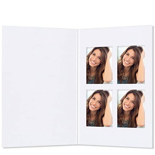 Schoeller & Stanzwerk© - 100 Stück Passbildmappen mit 4 Ausschnitten für Passbildfotos 4,5x6 cm - weiß matt - Kwick