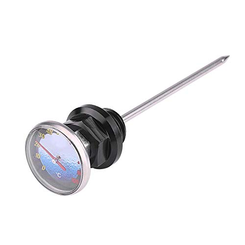 Keenso Ölmessstab, Motocross Aluminiumlegierung Ölmessstab 125cc Ölmessstab Thermometer 13,6x3,5cm(Schwarz) Auto- Und Motorradteile