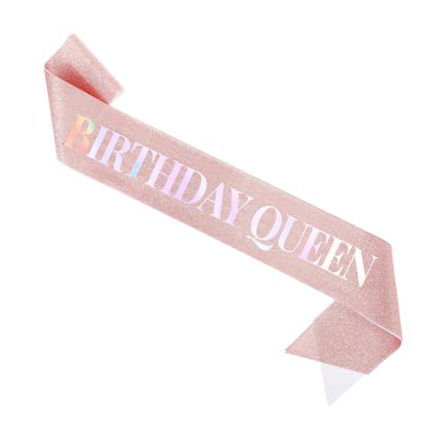 Geburtstag Königin Schärpe Glitzer Roségold Birthday Queen Sash Glitzer Geburtstag Schärpe Damen Geburtstag Schärpe für Geburtstag Party Zubehör