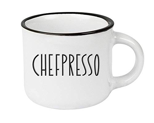 Espressotasse vintage| Mini Keramik Becher zum verschenken | 95 ml | Chefpresso, Weiß