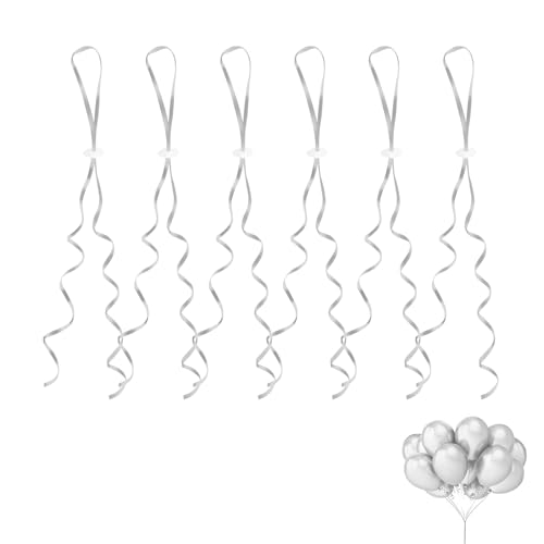 50 Stück Ballonverschlüsse Helium mit Schnur für Ballonband für Machen Luftballon Girlande, Weiß Luftballon Verschluss, Ballonband mit Schnellverschluss für Hochzeitsfeier/Geburtstag/Party