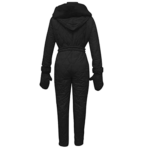 TYUNBD Skianzug Damen Einteiler Wasserdicht Schneeanzug Winter Warme Schnee Jacke Skioverall Skifahren Sätze Outdoor Jumpsuit Schneeoverall Overall mit Kapuze Reißverschluss klamotten