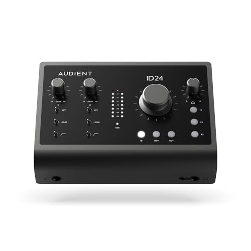 Audient Audiointerface iD24, 2 Class-A Mikrofonvorverstärker (High Performance USB-C Audiointerface, Audio Loop-back, 2 Kopfhörerausgänge, hochwertiger Mikrofonverstärker)