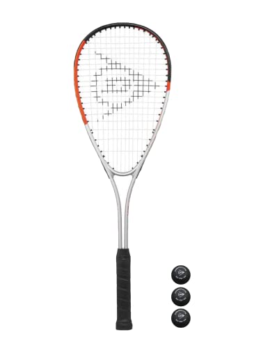 Dunlop Hyper Tour Squashschläger, vollständige Schutzhülle und 3 Squashbälle