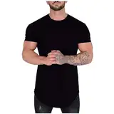 Generisch Herren T-Shirt Rundhalsausschnitt Basic, Mikrofaser, Schweißband, Seitennähte, Slim-Fit Passform Herren Tshirt Set Rundhals Langarm