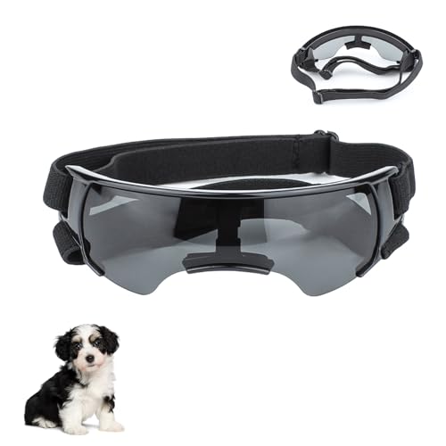 Sonnenbrille für Kleine Hunde, Augenschutz Brille Windschutzbrille,UV-Schutz Hunde Sonnenbrillen,Beschlagfrei,Hundebrille für Haustiere, für Motorrad Hundefahrradkorb Cabrio (Schwarz)