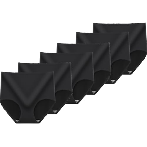6er Pack Unterhosen Damen Unterwäsche Frauen Hohe Taille Slips Atmungsaktiv Panties Weich Unterhose Damen Einfarbig Schlüpfer Bequem Underwear Warehouse Deals Angebote Schwarz L