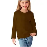 Mädchen Langarm Pullover Casual Sport Sweatshirt Basic Rundhals Langarmshirt Leicht Bequem Longshirt Elegant Einfarbig Tunika Sportshirt (DE/NL/SE/PL, Numerisch, 130, Regular, Braun)