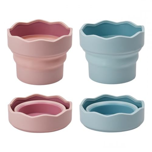 Dokeno 2 Stück Malerei Pinsel Waschen Eimer Silikon Faltbarer Malerei Wasserbecher Pinsel Waschen Eimer Pinselreiniger Waschen Eimer Pinsel Halter für Drinnen und Draußen Malerei