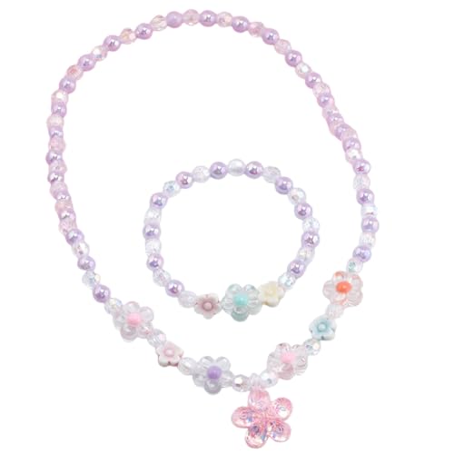 EIHI 2 Stück Kinder Schmuck Set Schmetterling Perlen Halskette und Armband Schmuck für Mädchen Kinder Mädchen Halskette Armband Set für Geschenke Geburtstag Spielzeug (Entzückender Schön Stil)