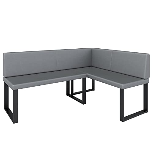 Eckbank Akiko Metal - Eckbankgruppe für Ihrem Esszimmer, Küche modern, Sitzecke, Essecke. Perfekt für Küche, Büro und Rezeption. Solide und Starke Verarbeitung. (Soft 29, 196x142cm rechts)