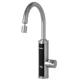 Elektrischer Warmwasserhahn mit Universaldüse, sofortiger Heizhahn für Küche, Edelstahl-Warmwasserhahn Versorgung Heiß- und Kaltwasserhahn mit Digitalanzeige (Bogenauslass)