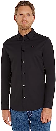 Tommy Jeans Herren Hemd TJM Original Langarm, Schwarz (Tommy Black), L