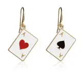 Poker Ohrringe für Frauen Vergoldet Spielkarten Muster Ohrringe Charms Herzen Pik Asse Ohrringe Mode Ohrhänger Schmuck Geschenk für Mädchen Hochzeit Geburtstag Weihnachten Muttertag